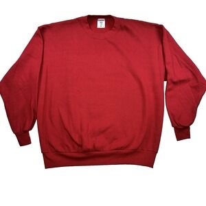 Vintage 90s JERZEES Sweatshirt Pullover Red Blank Crewneck Made In USA Size 2XL
